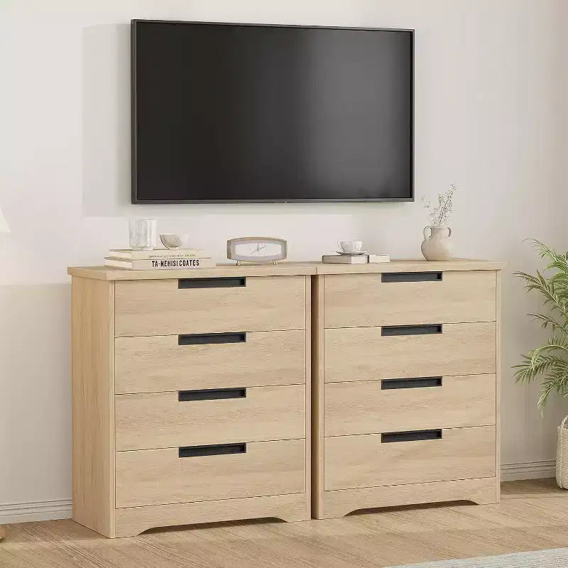 Commode 4 tiroirs avec poignées intégrées