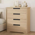 Embedded-handle design four-drawer cabinet, wooden drawer unit, space-saving compact storage cabinet, suitable for living rooms and hallways.