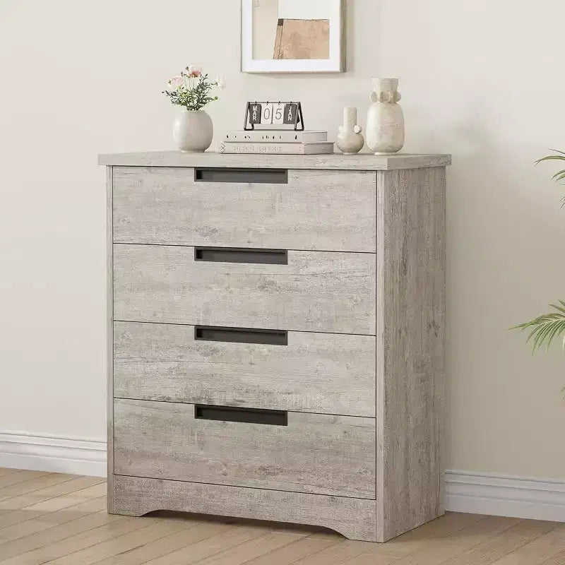 Commode 4 tiroirs avec poignées intégrées