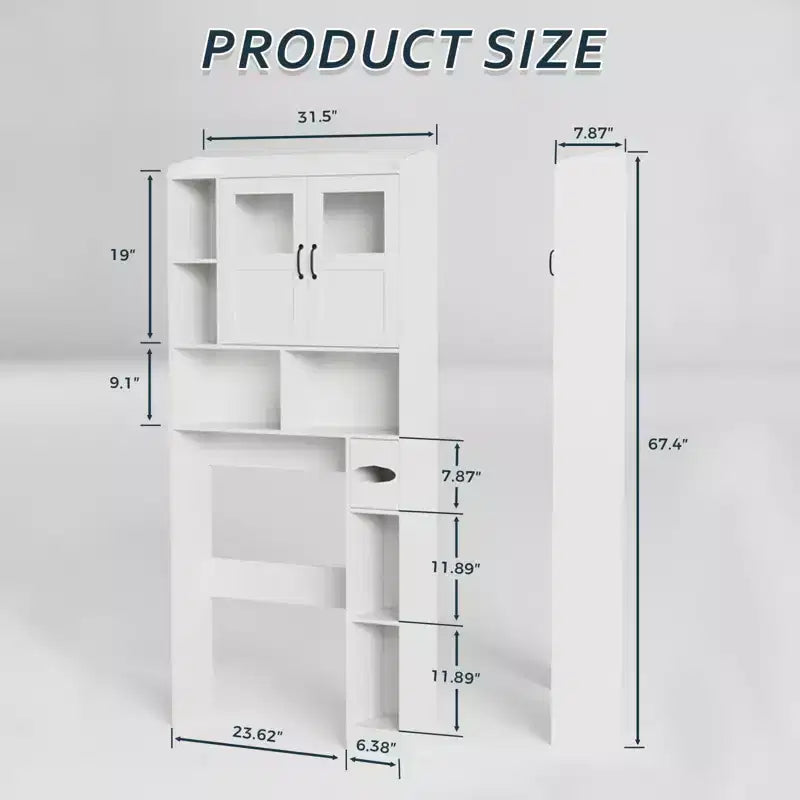 Meuble de rangement de ferme au-dessus des toilettes avec portes de grange et porte-rouleau de papier toilette