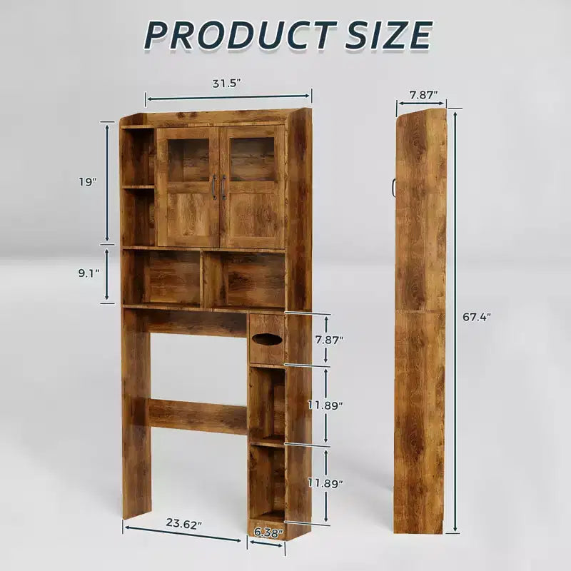 Meuble de rangement de ferme au-dessus des toilettes avec portes de grange et porte-rouleau de papier toilette