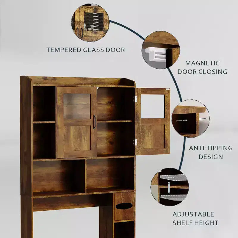Meuble de rangement de ferme au-dessus des toilettes avec portes de grange et porte-rouleau de papier toilette