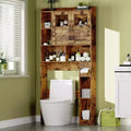 GustoWave Farmhouse Over The Toilet Storage Cabinet with 2 Barn Door & Toilet Paper Holder Stand, Home Space-Saving Toilet Rack