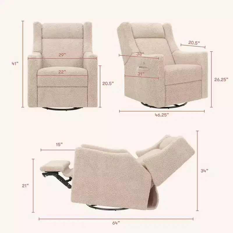 Fauteuil inclinable électrique et planeur pivotant avec fonctions chauffante et massante