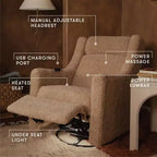 Fauteuil inclinable électrique et planeur pivotant avec fonctions chauffante et massante