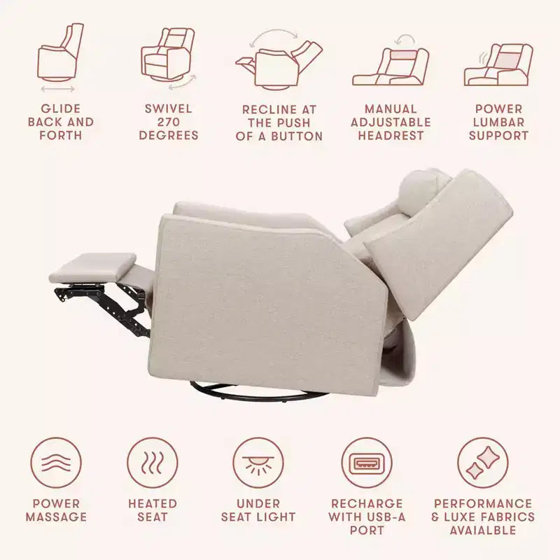 Fauteuil inclinable électrique et planeur pivotant avec fonctions chauffante et massante