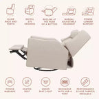 Fauteuil inclinable électrique et planeur pivotant avec fonctions chauffante et massante