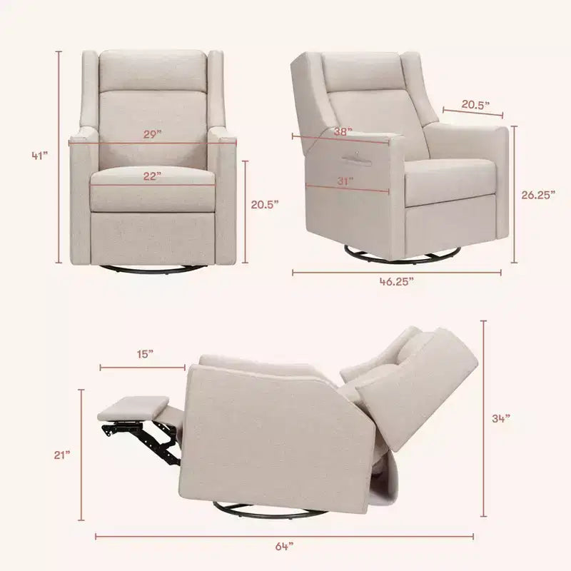 Fauteuil inclinable électrique et planeur pivotant avec fonctions chauffante et massante