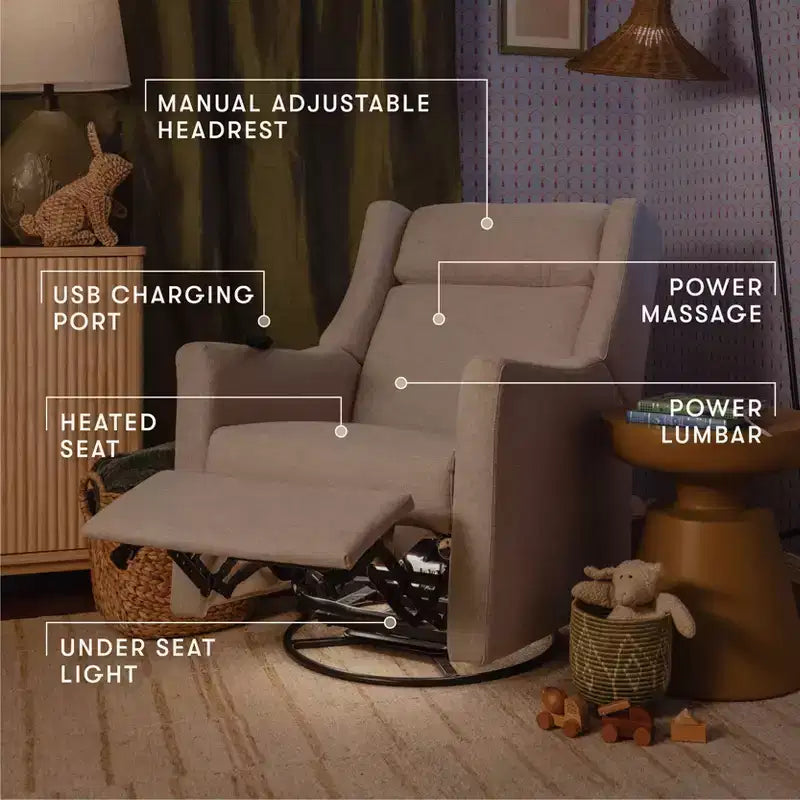 Fauteuil inclinable électrique et planeur pivotant avec fonctions chauffante et massante