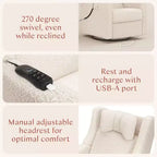 Fauteuil inclinable électrique et planeur pivotant avec fonctions chauffante et massante