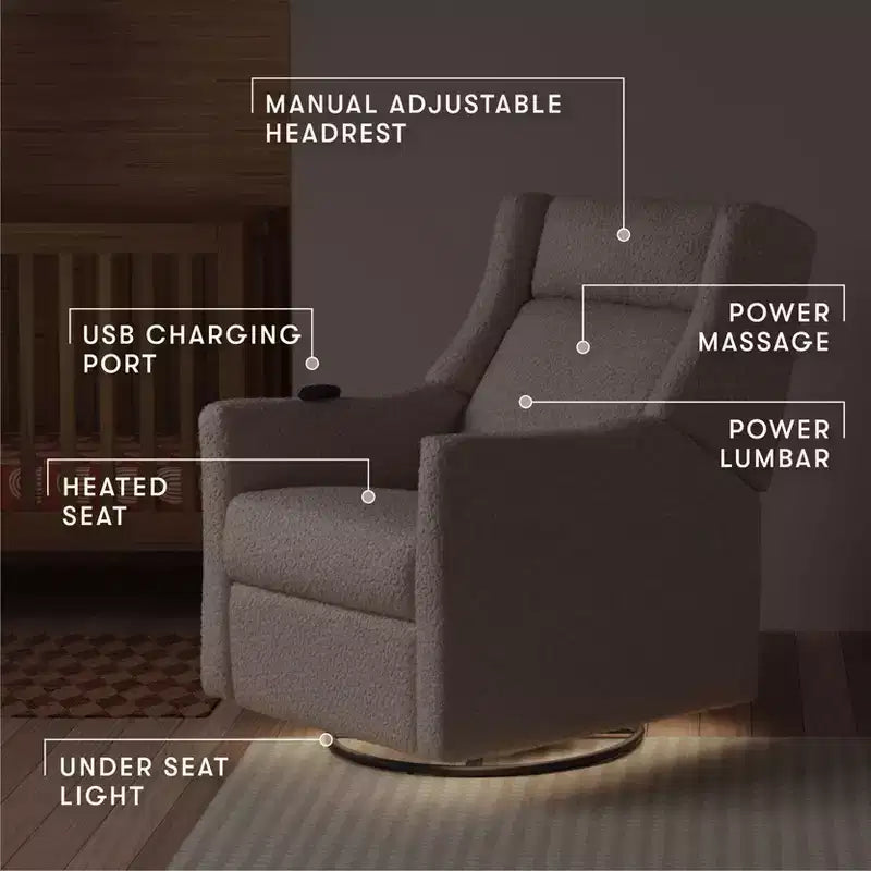 Fauteuil inclinable électrique et planeur pivotant avec fonctions chauffante et massante