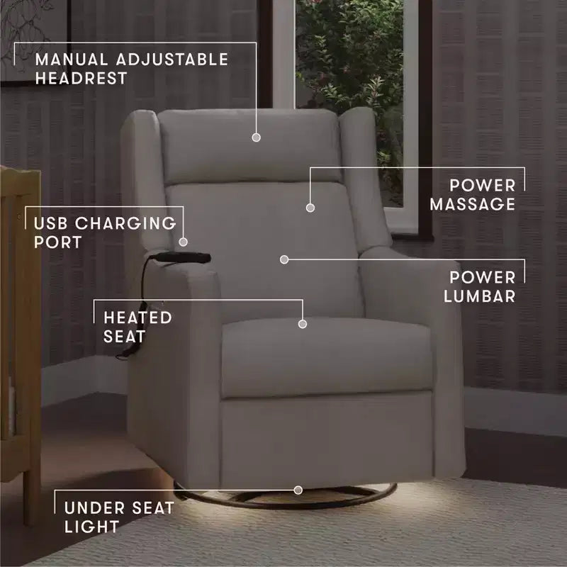 Fauteuil inclinable électrique et planeur pivotant avec fonctions chauffante et massante