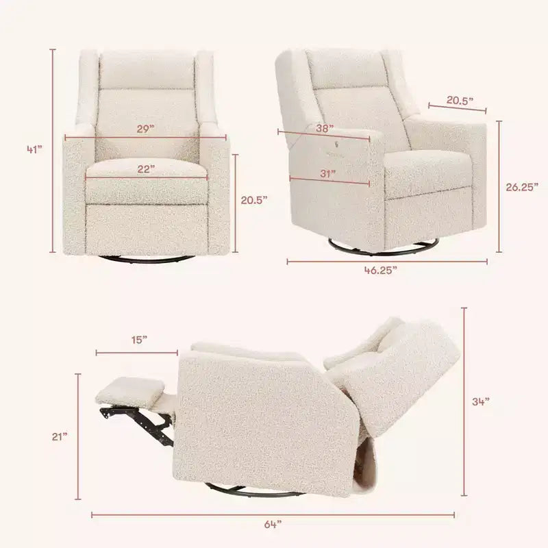 Fauteuil inclinable électrique et planeur pivotant avec fonctions chauffante et massante