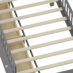 Lit mezzanine bas double avec 4 tiroirs de rangement, barrière de sécurité, tête de lit et échelle