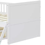 Lit mezzanine bas double avec 4 tiroirs de rangement, barrière de sécurité, tête de lit et échelle