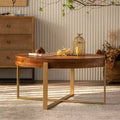 Modern round coffee table, with a metal and wood design, suitable for home, office and decorate.