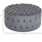 Table basse pouf ronde avec revêtement en velours et capitonnage à boutons