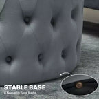 Table basse pouf ronde avec revêtement en velours et capitonnage à boutons