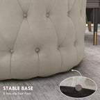 Table basse pouf ronde avec revêtement en velours et capitonnage à boutons