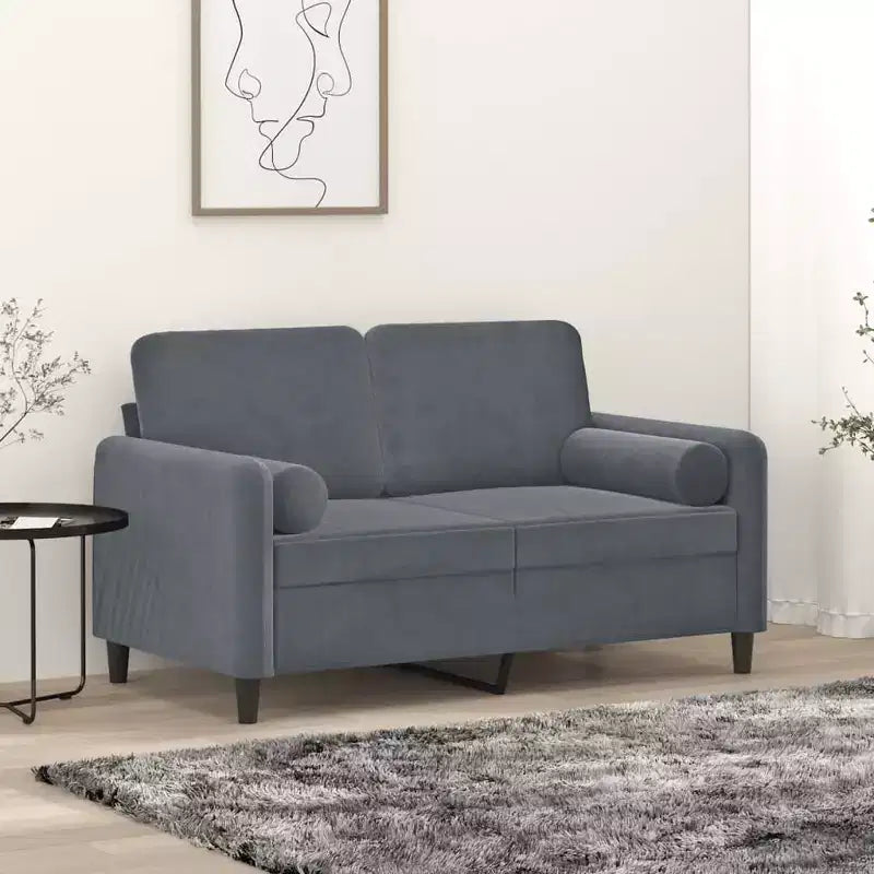 2-seater Sofa Dark grey Velvet (100% polyester), metal, textilene