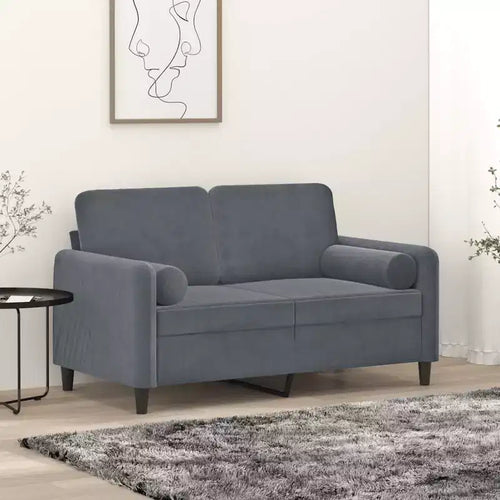 2-seater Sofa Dark grey Velvet (100% polyester), metal, textilene