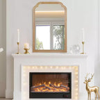 Miroir mural cadre bois massif coins arrondis 20 x 30 – Naturel
