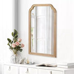 Miroir mural cadre bois massif coins arrondis 20 x 30 – Naturel
