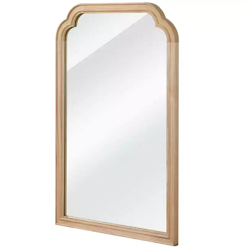 Miroir mural cadre bois massif coins arrondis 20 x 30 – Naturel