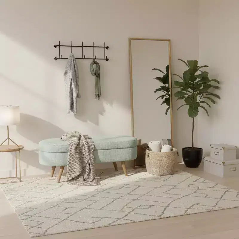 Banc de rangement ovale avec couvercle relevable