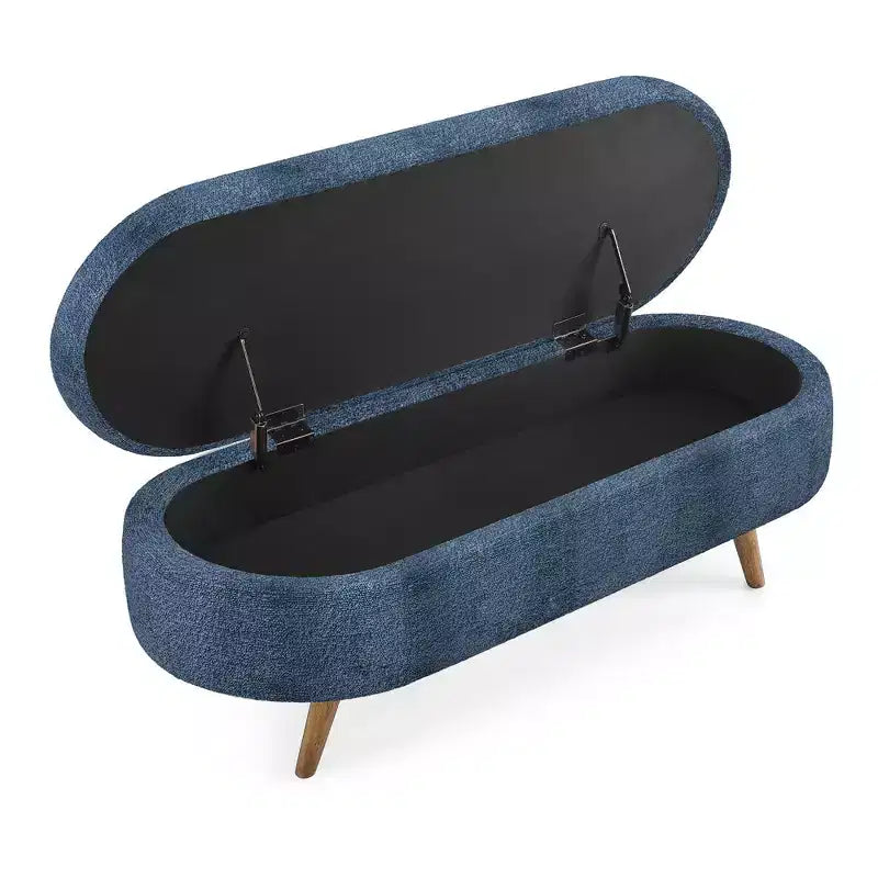 Banc de rangement ovale avec couvercle relevable