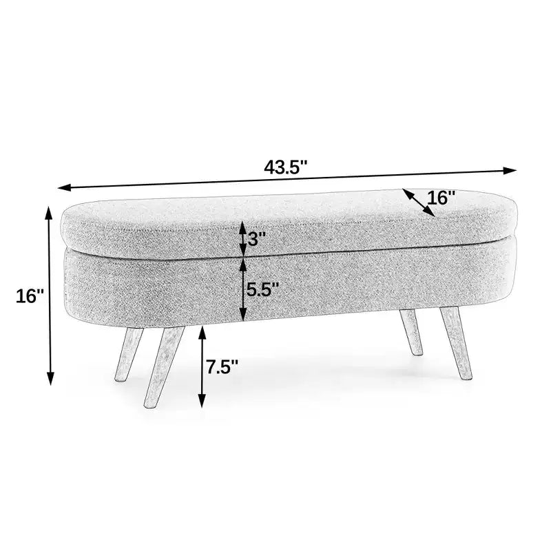 Banc de rangement ovale avec couvercle relevable
