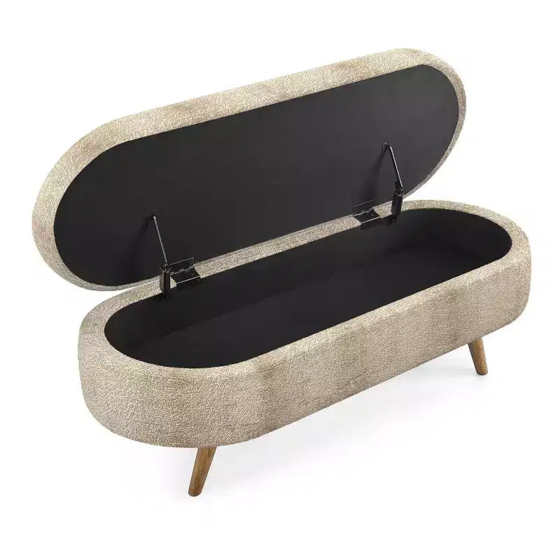 Banc de rangement ovale avec couvercle relevable