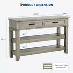 Console 3 niveaux avec 2 tiroirs, Table d'entrée de 119,4 cm avec étagères ouvertes pour salon, foyer, couloir