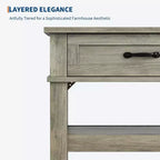 Console 3 niveaux avec 2 tiroirs, Table d'entrée de 119,4 cm avec étagères ouvertes pour salon, foyer, couloir