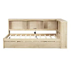 Lit de repos double avec lit gigogne, armoires de rangement et ports USB