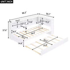 Lit de repos double avec lit gigogne, armoires de rangement et ports USB