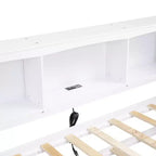 Lit de repos double avec lit gigogne, armoires de rangement et ports USB