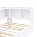 Lit de repos double avec lit gigogne, armoires de rangement et ports USB