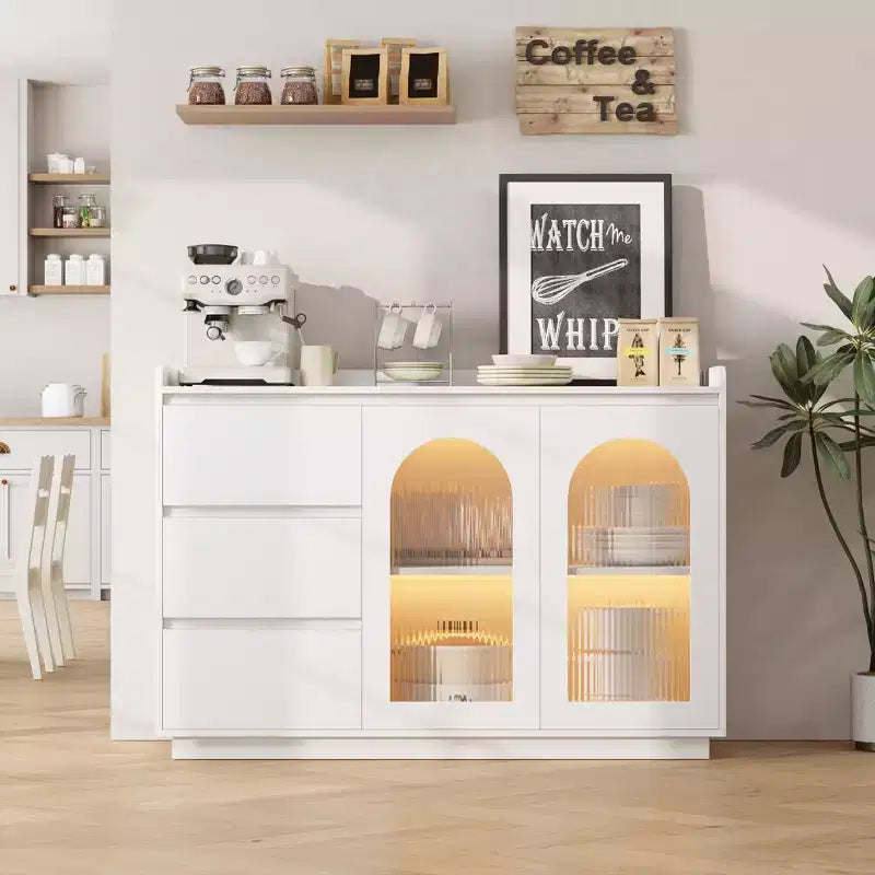 Durable Wood Composite Wood Composite Sideboard Long , Elegant Glass Design,