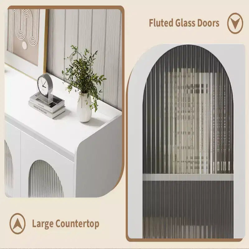 Buffet deux portes avec panneaux en verre arc-en-ciel