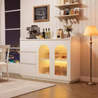 Buffet deux portes avec panneaux en verre arc-en-ciel
