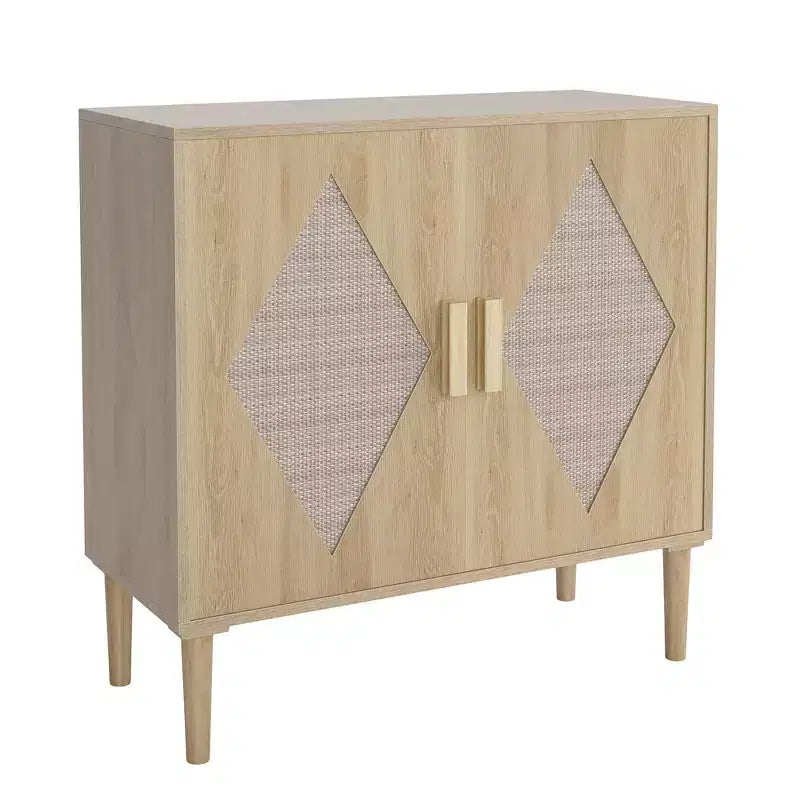 2-Door Sideboard with Adjustable Shelves,Natural Wood Buffet Cabinet,for Living Room, Entryway,