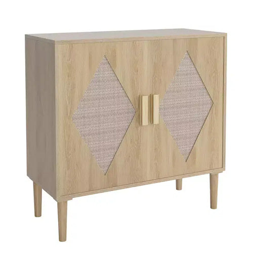2-Door Sideboard with Adjustable Shelves,Natural Wood Buffet Cabinet,for Living Room, Entryway,