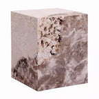 Table d'appoint carrée, effet pierre blanche et marron, 40 cm