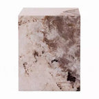 Table d'appoint carrée, effet pierre blanche et marron, 40 cm