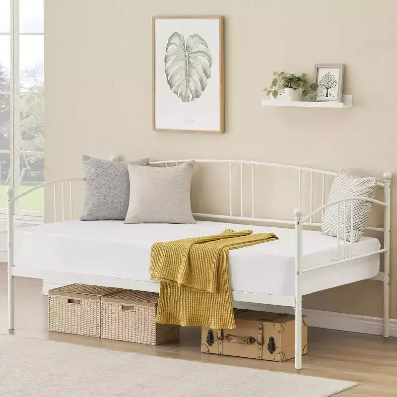 Lit de repos jumeau avec lit gigogne – Canapé-lit à cadre métallique avec lit gigogne coulissant