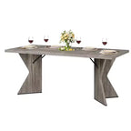Table à manger rectangulaire 6 personnes avec pieds en C, style ferme rétro