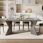 Table à manger rectangulaire 6 personnes avec pieds en C, style ferme rétro