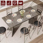 Table à manger rectangulaire 6 personnes avec pieds en C, style ferme rétro