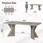 Table à manger rectangulaire 6 personnes avec pieds en C, style ferme rétro